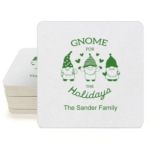 Gnome For The Holidays Square Coasters